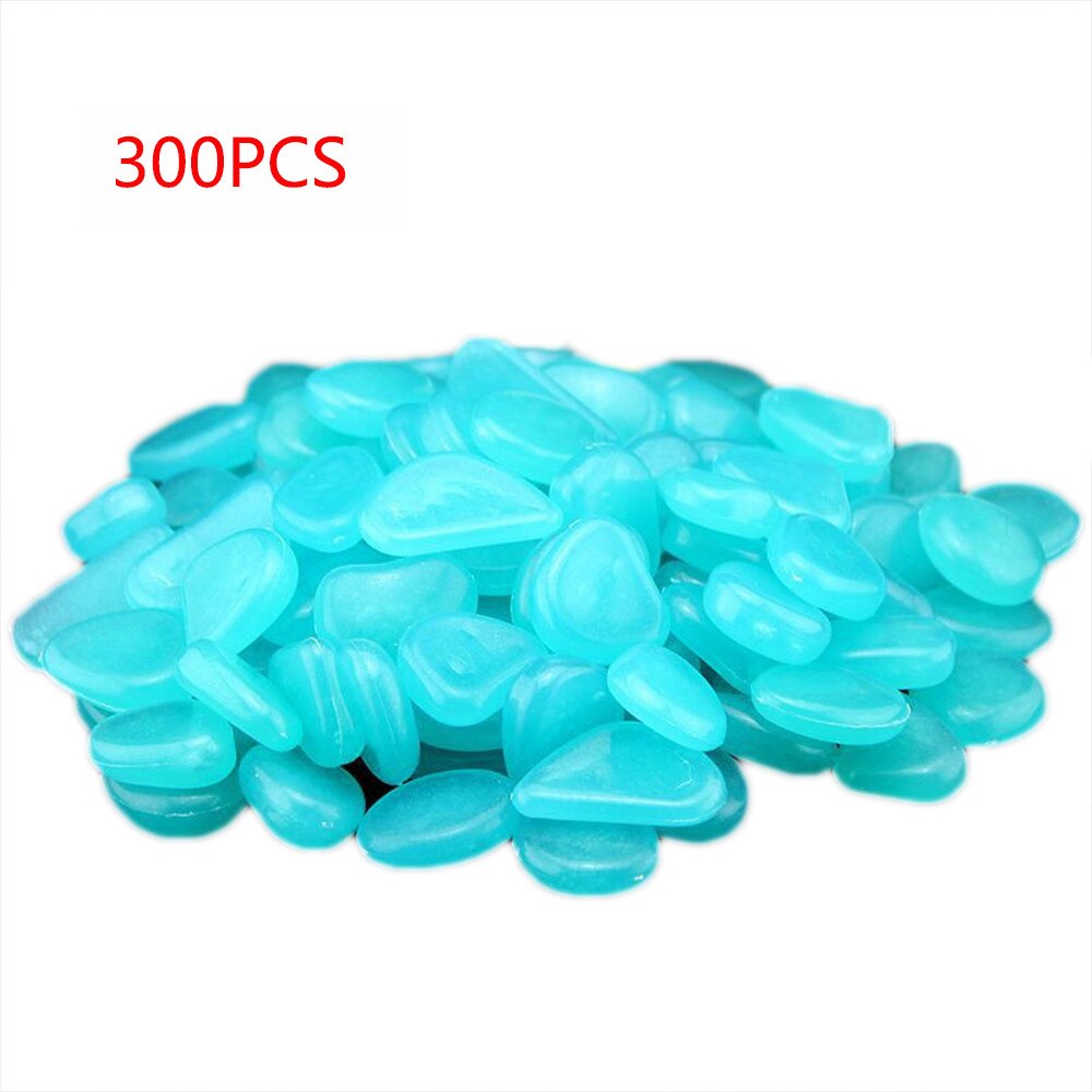 300PCS Luminous Artificial Pebbles Glow In Dark Stone Home Garden Decoration Fluorescent Artificial Stone for Aquarium Fish AD: D