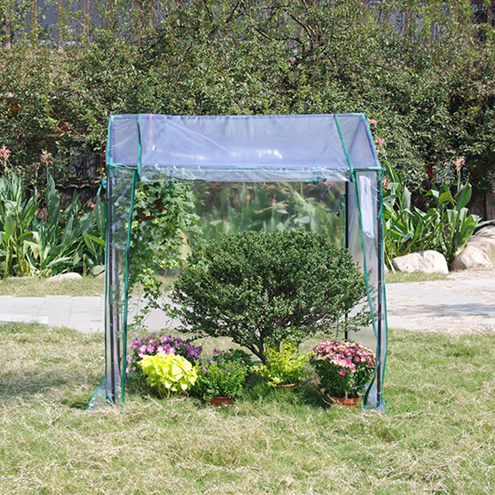 Outdoor Tuin Kas Met Frame Pvc Kas Cover Regendicht Warm Zaailing Kwekerij Isolatie Schuur Beschermen Planten