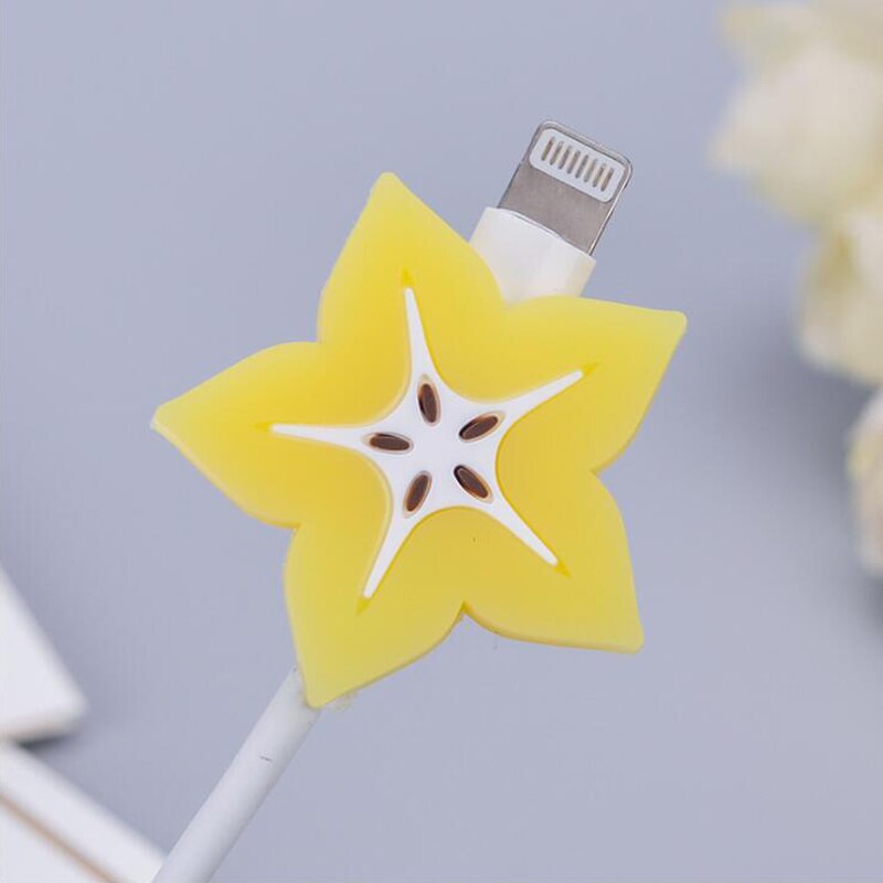 CHIPAL Bite Cute Fruit Cable Protector for iPhone USB Cable Protector Chompers Avocado Pizza Charger Wire Holder Accessories: Carambola
