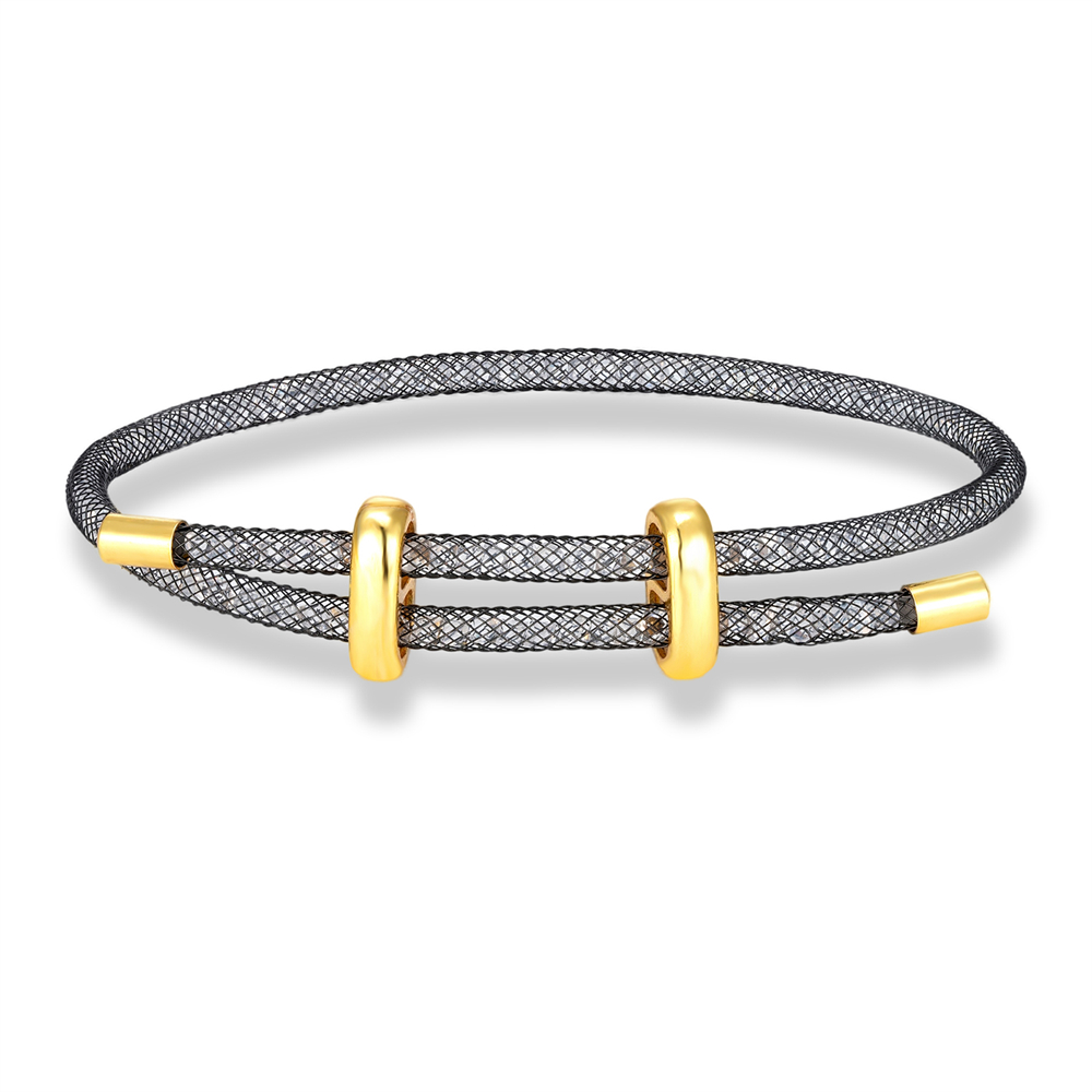Mode Mesh Armband Mannen Vrouwen Charm Minimalistische Crystal Bangle Rvs Verstelbare Sieraden Creatieve Paar: Puur Goud Kleur