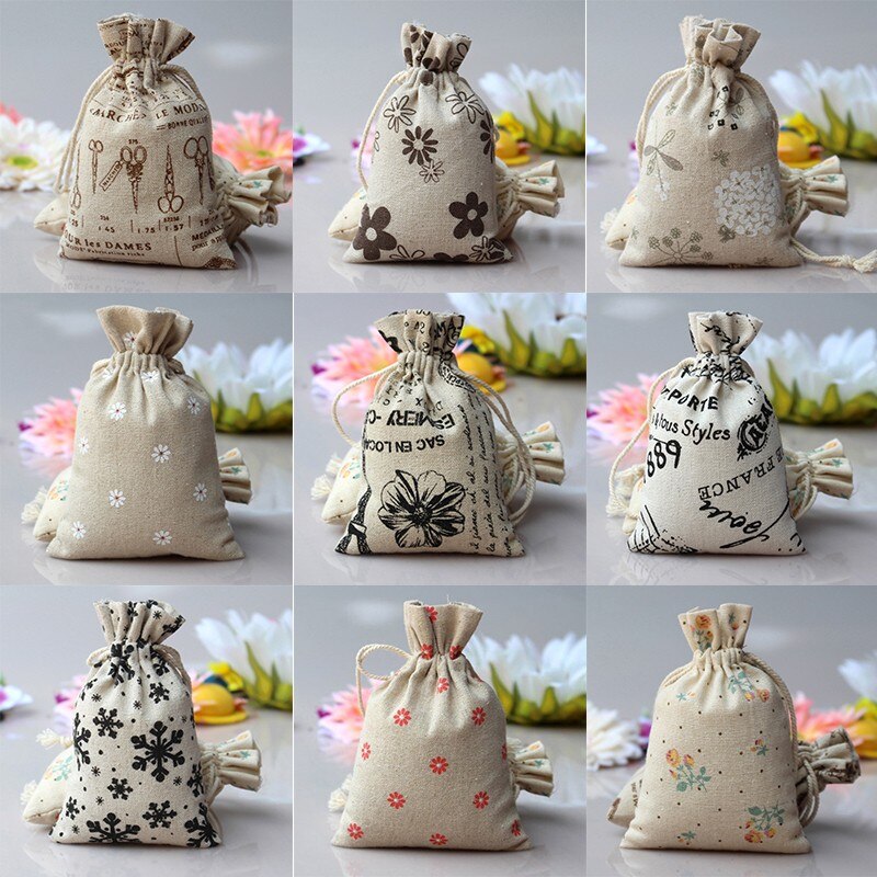 Linnen Jute Koord Bags Sacks Party Gunsten Verpakking Bag Wedding Candy Bags Feestartikelen