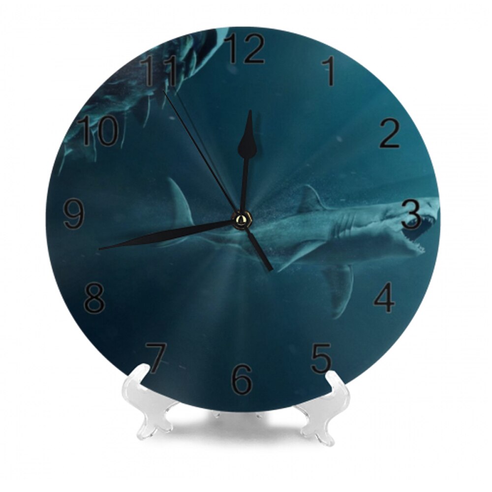 25CM Round Wall Clock Numeral Digital Dial Mute Silent Non-Ticking Marine life Battery Operated Clocks for Home Study Room: SZA1111