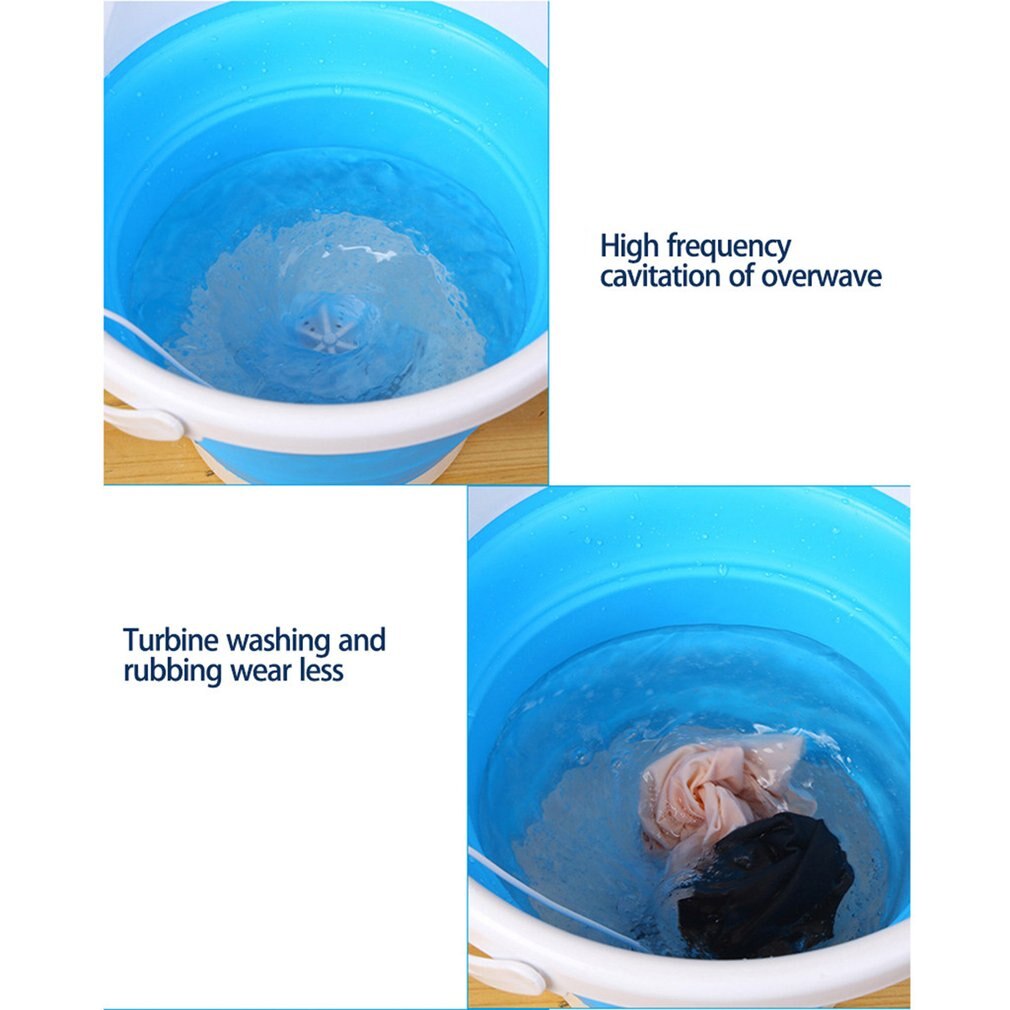 Mini ultrasonic washing machine foldable turbo electric drum laundry equipment portable for family business travel