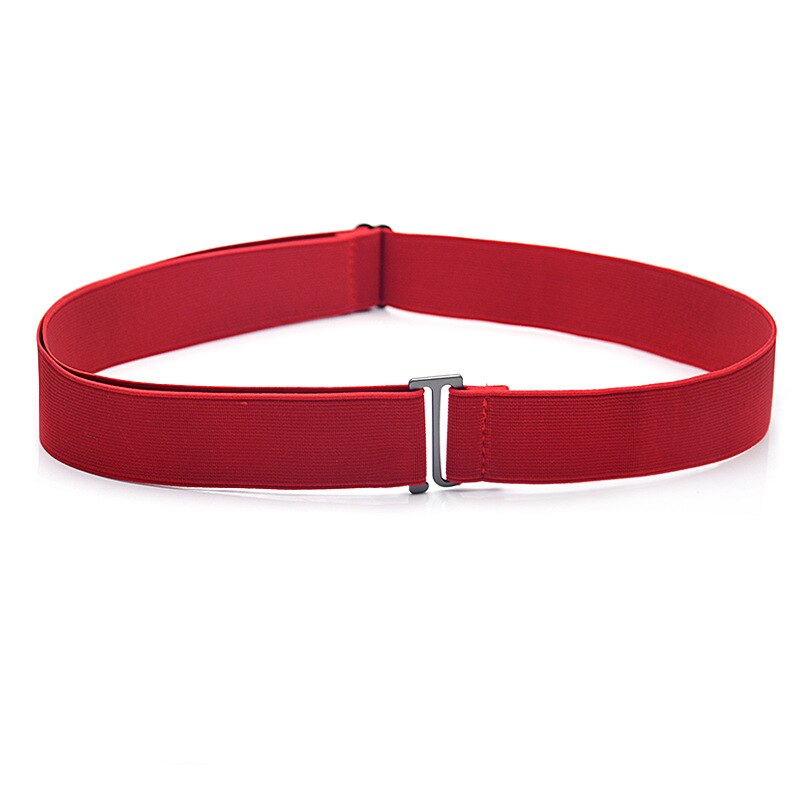Elastische Stretch Taille Riem Platte Gesp Vrouwen Effen Kleur Zachte Onzichtbare Jeans Broek Riem No Show Verstelbare Size Elastische Band: Rood