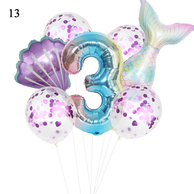 Birthday Party Balloon Decoration Mermaid Birthday Party Decor Number Balloon Decortion For Kids Little Mermaid Party Balloon: 13