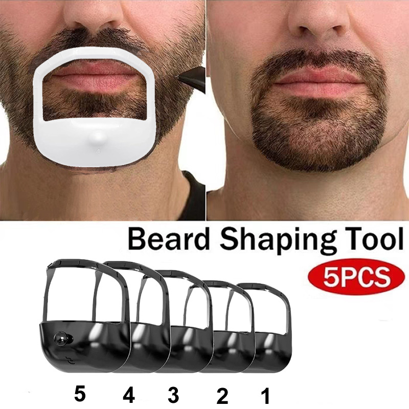 5 Stuks Baard Styling Sjabloon Franse Baard Of Sik Scheren Sjabloon Snorhaar Vormgeven Tool Trimmen Levert Mannen Baard Zorg: WHITE