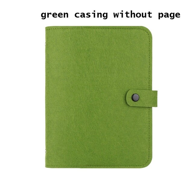 A5 A6 Vilt Shell Notebook Doek Stof Notebook Ringband Dagboek Notebook Papier Houder Draagbare Dagboek Briefpapier: A6-green