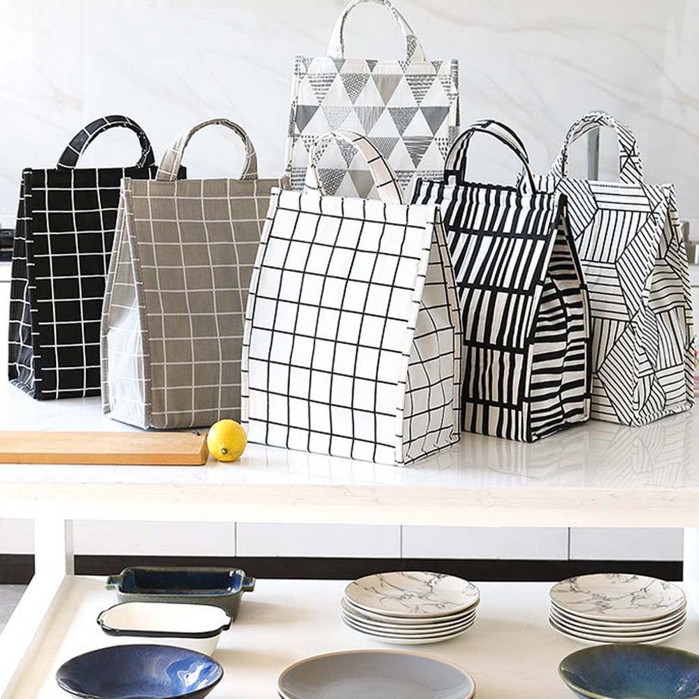 Voedsel Koeltas Waterdichte Draagbare Thermische Oxford Lunch Tas Voor Vrouwen Mannen Kids Grote Gestreepte Geïsoleerde Lunchbox Tas tote