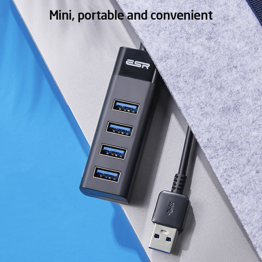 ESR USB HUB Adapter USB 3.0 Dock Fast Transfer Splitter 4 Ports 4-In-1 USB Extention Data Transfer for PC MacBook