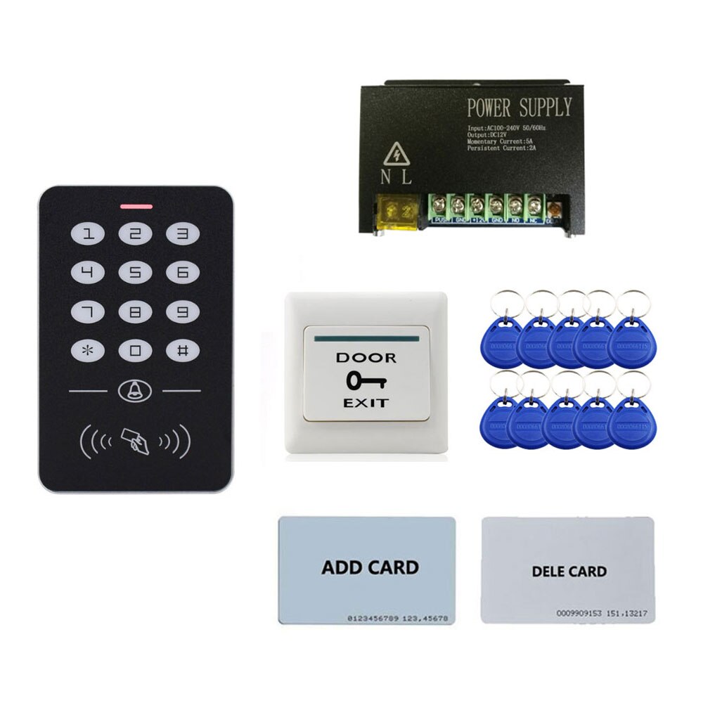Various Door Access Control System Kit ID keypad access control + Power Supply +exit button+ Electric Door Locks for office