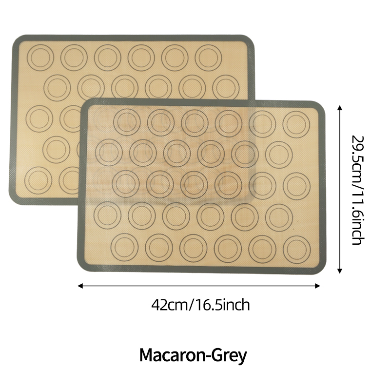 1PCS 42x29.5cm Silicone Macaron Baking Mat Non Stick Silicon Liner Bake Pans And Rolling For Macaroon Pastry Cookie Cake Making: Macaron-Grey