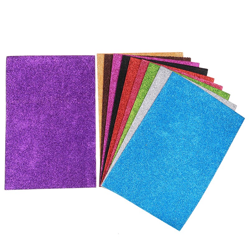 10Pcs aleatórias Diy Cartão A4 Folhas Glitter Única Face Ofício Brilho Papel Fixo Atacado