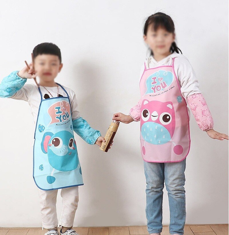 Kind Karikatur wasserdicht Gemälde Schürze Kinder ärmellos Coverall Gemälde Kleidung klein Lätzchen Lätzchen passen Haushalt Produkte