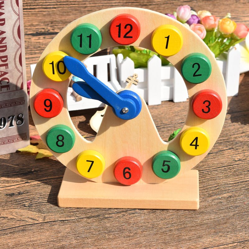 Wooden color digital clock moon clock early childhood teaching aids educational learning toys time cognitive teaching aids