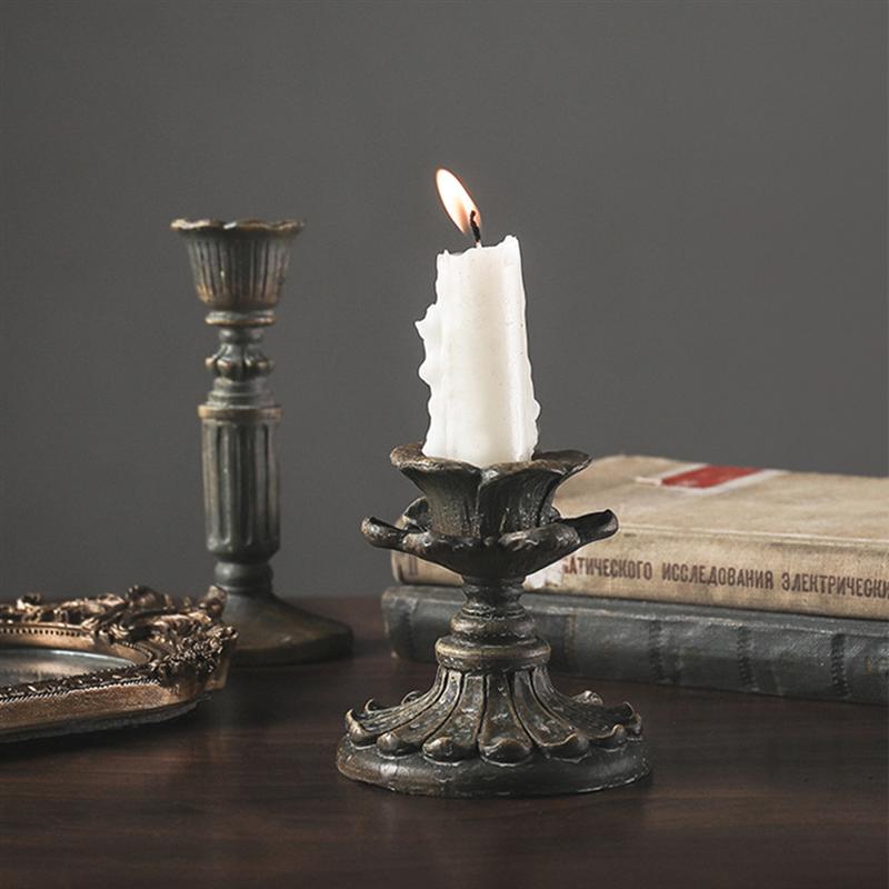 Antique Candlestick Holder Resin Candle Holder French Candle Stand Sconce Nostalgic Candlestick Table Decor Home Decoration