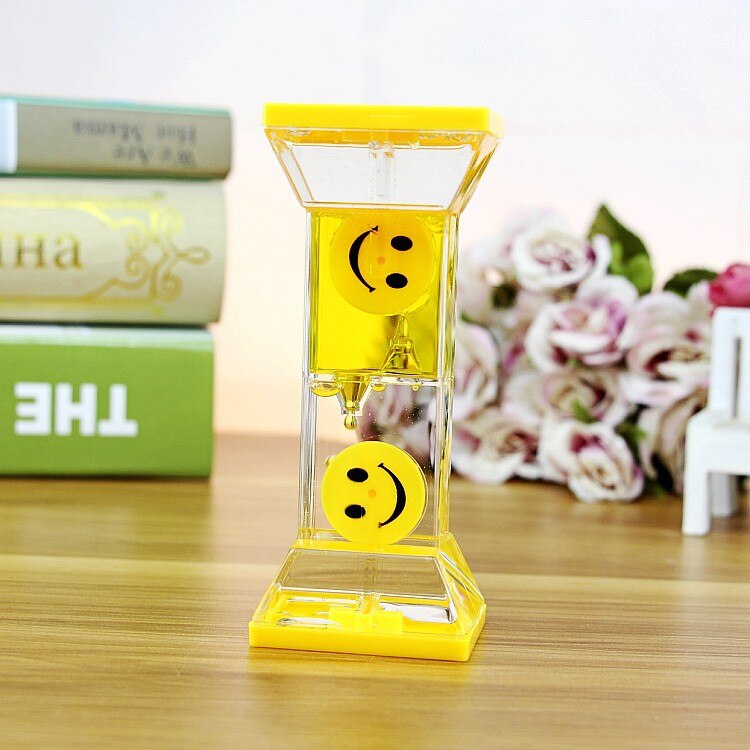 Valentine's Day Double Hourglass Liquid Timer Visual Timer Oil Liquid Motion Hourglass Floating Desk Heart Decoration Acrylic: yellow 12x5cm