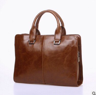 Olie wax leren heren aktetas handtas vintage laptop business tas beroemd merk heren messenger schoudertas: Lichtbruin