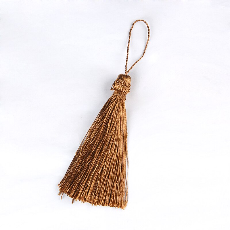 2Pcs Hanging rope Silk Tassels fringe sewing bang tassel trim key tassels for DIY Embellish curtain access: Light coffee