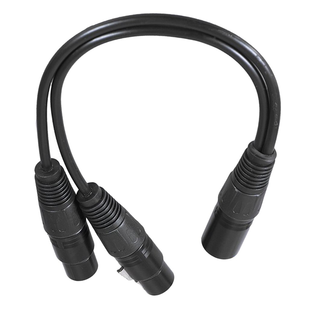 0.3m/1ft XLR Y Splitter 3-Pin Male to Dual Female Mic Microphone Cable Cord