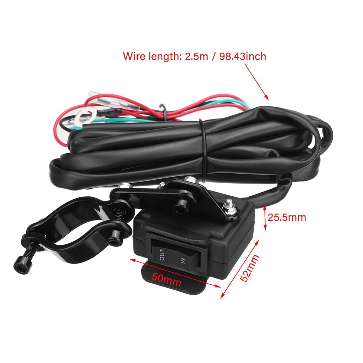 Motorcycle ATV/UTV Winch Rocker Thumb Switch with Mounting Bracket Handlebar Control Line Kit Winch Accessories