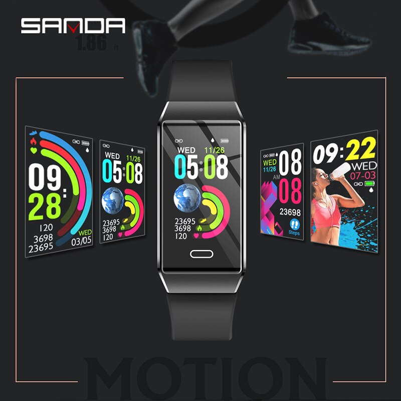 Sanda  x9 dames fysiologische herinnering smart 12 talen digitaal russisch hartslaghorloge calorie stappen polshorloge