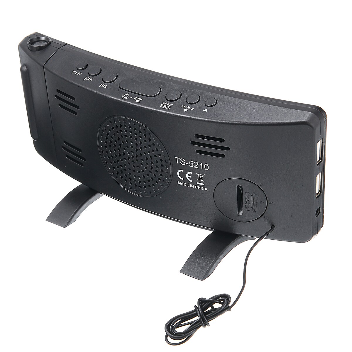 USB LED Digital Clock Radio With Projection Radio FM Snooze Alarm Table Clock Temperature And Humidity Bedside Time Display