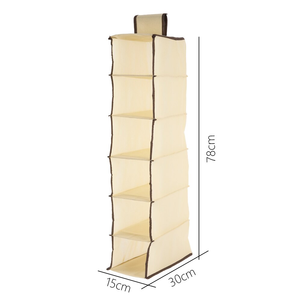 6 Layers Hanging Storage Bag Organizer Drawer Type Shelves Non Woven Wardrobe Shoes Garment Clothes Organiser Storage Bags