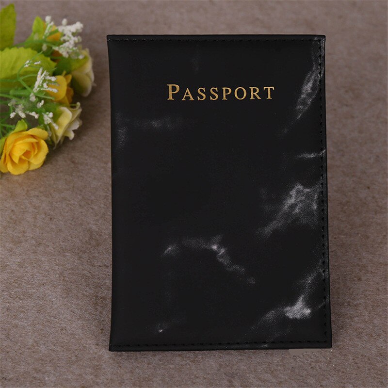 Kleurrijke Marmer Stijl Paspoort Cover Waterdichte Paspoort Reizen Cover Case Paspoorthouder Paspoort Pakket: Black