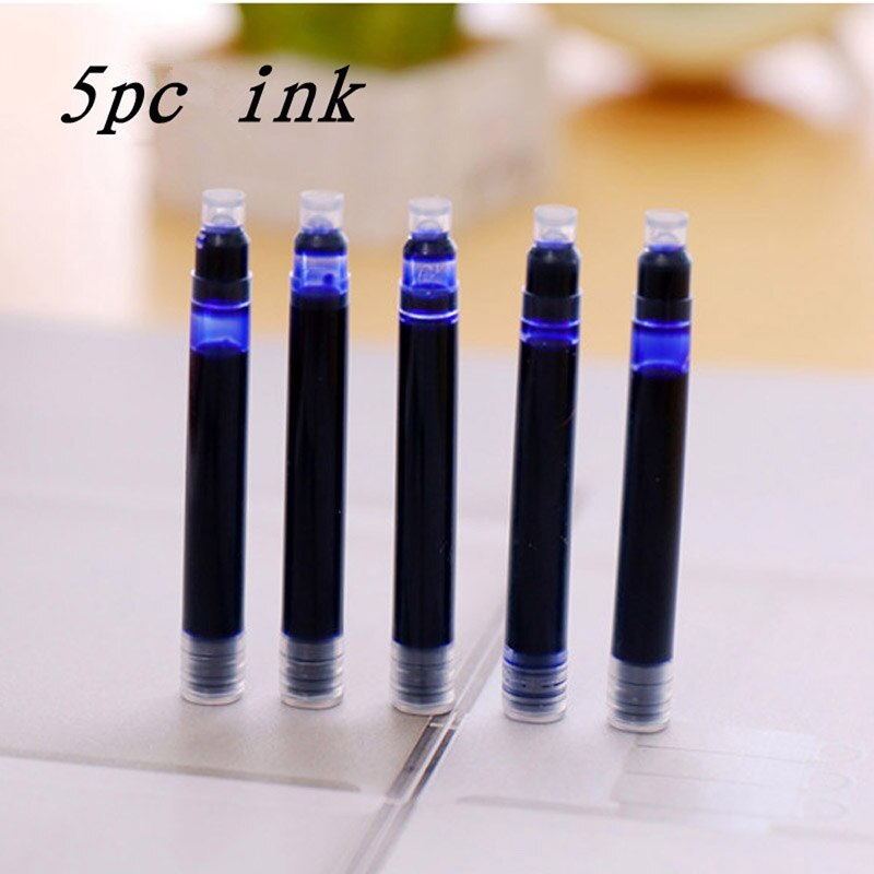 Jinhao 82 vulpen, gouden rand medium penpunt, roze en meer blauw transparant vat met converter