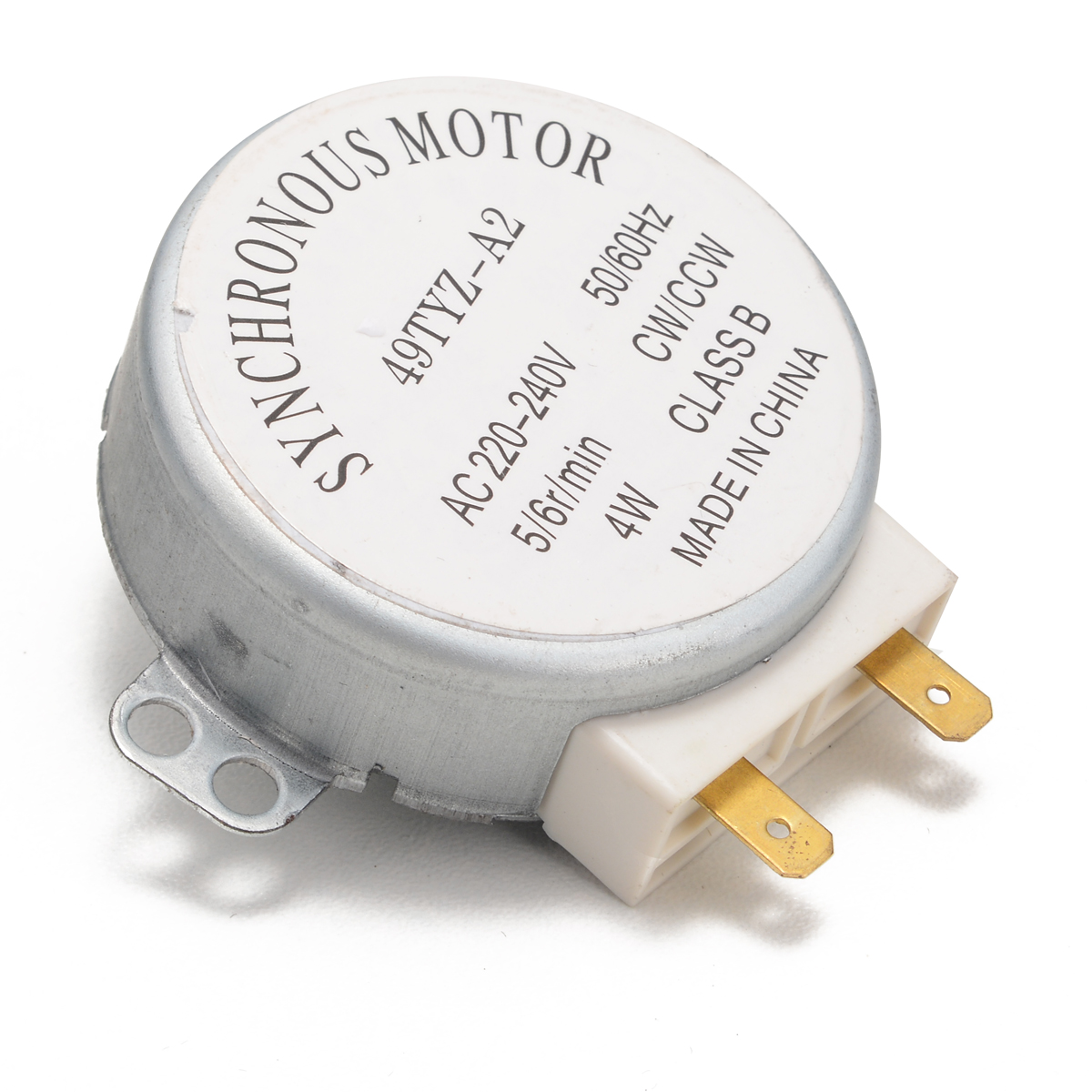 Electrical Synchronous Motor 49TYZ-A2 AC 220-240V CW/CCW 4W 4 RPM with 2 Pin Terminals for Microwave Oven/Fan/Warm Air Blower