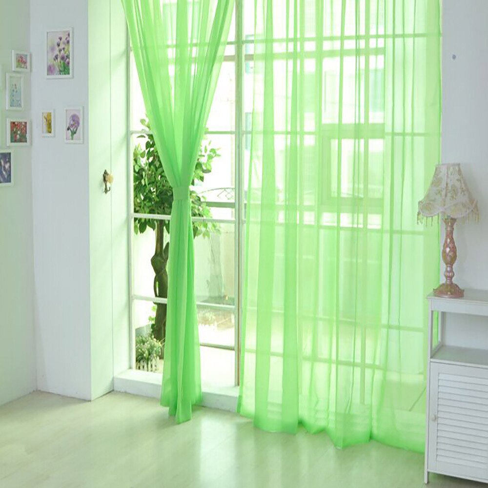 1 PCS Pure Color Tulle Door Window Curtain Drape Panel Sheer Scarf Valances: C
