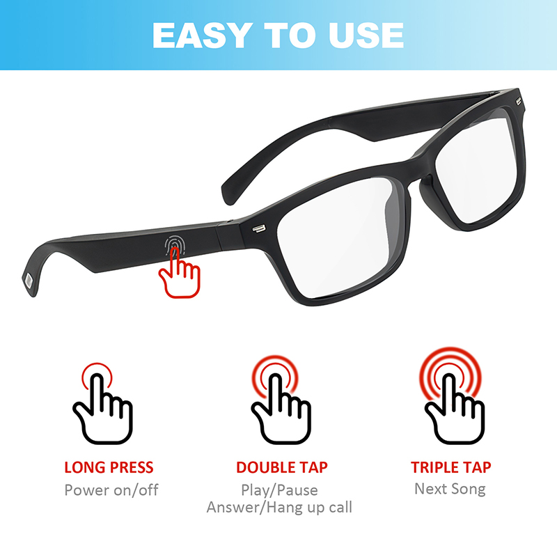 Hightech-smart-sonnenbrille mit kabelloser bluetooth-freisprecheinrichtung, musiksteuerung, sprachsteuerung und offenem ohrlautsprecher für gaming, meetings und autofahren
