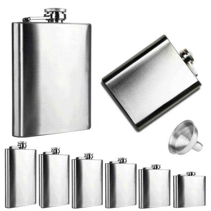 Offre Spéciale fiole digne de confiance en acier inoxydable hanche fiole liqueur Whisky bouchon d'alcool entonnoir Drinkware bouteille commodité # j3s