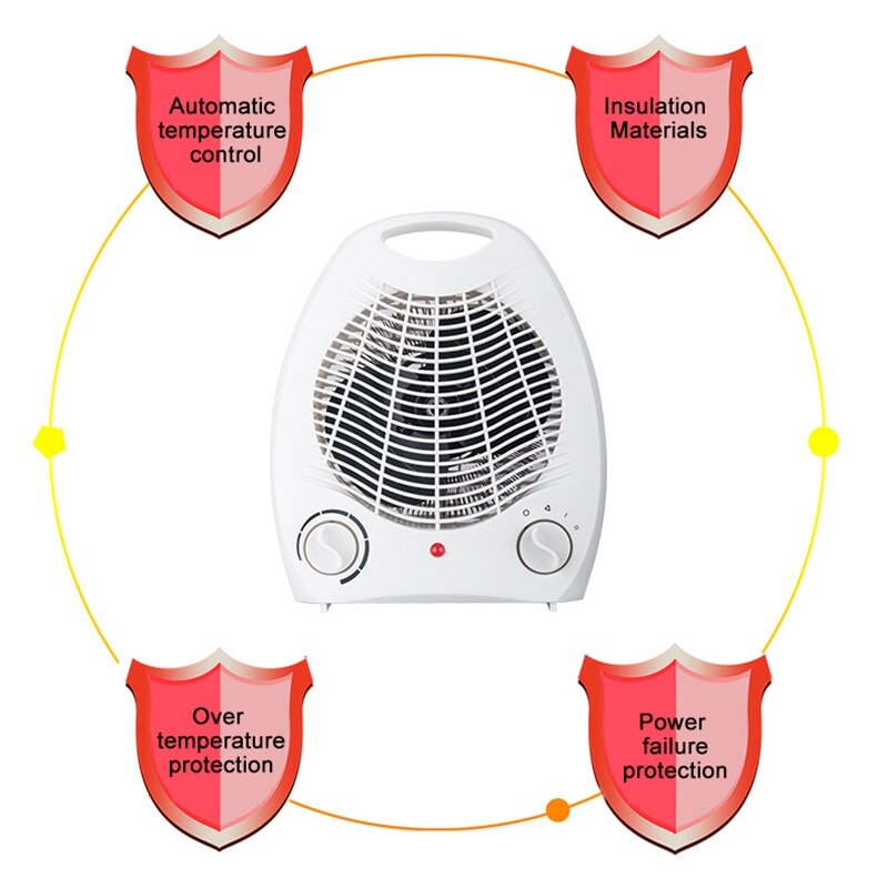 2000W Electric Fan Indoor Heater Portable Electric Space Heater Mini Heater Fan Rotating Heater (EU PLUG)