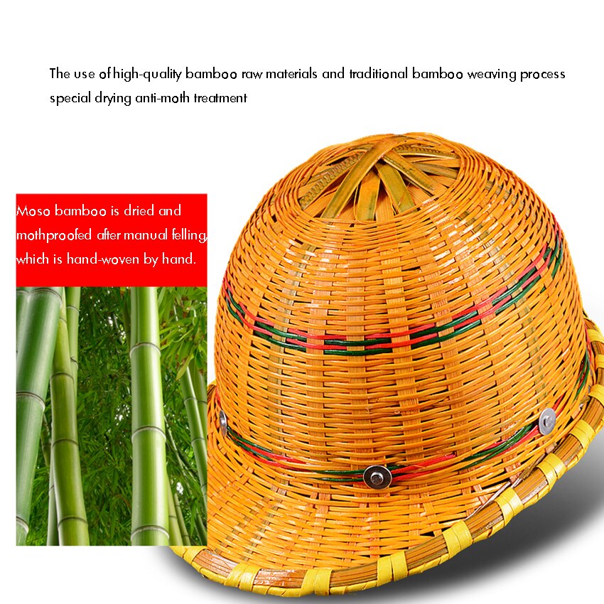 Konstruktion hård hat udluftet hjelm cap stil med 6- punkts skraldeophæng, knap justerbar hård hat, håndstrikket bambus