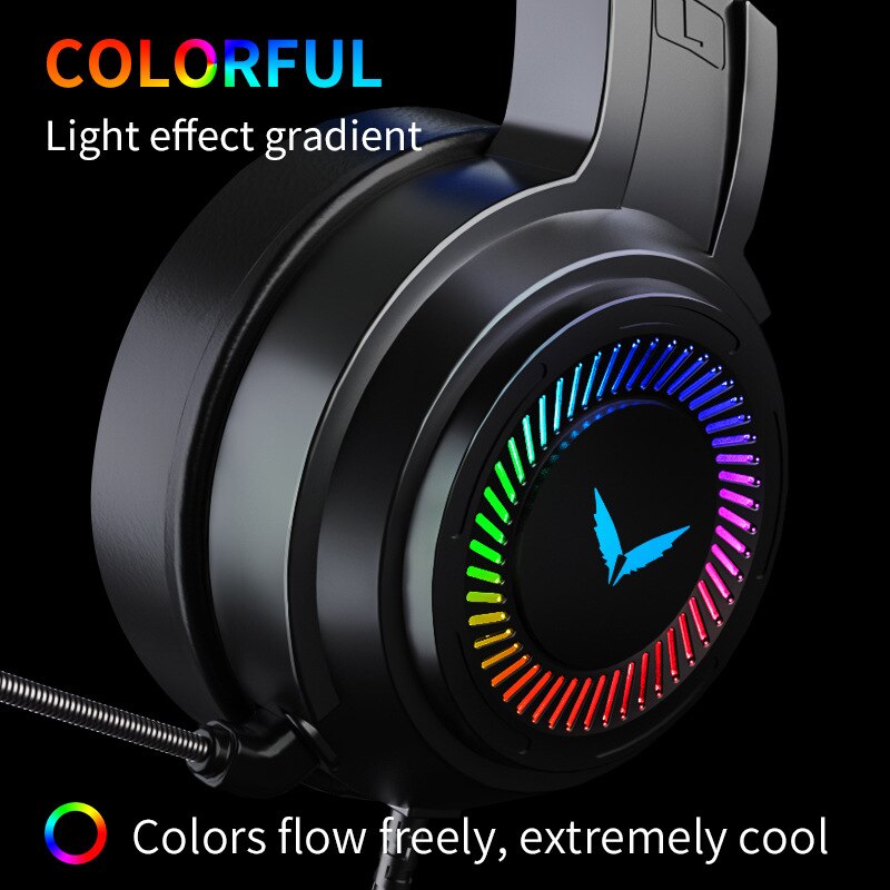 Gamer Headphones Surround Sound Stereo Gaming Headsets For PC Laptop Wired Earphones USB Microphone Colourful Light Game Headset