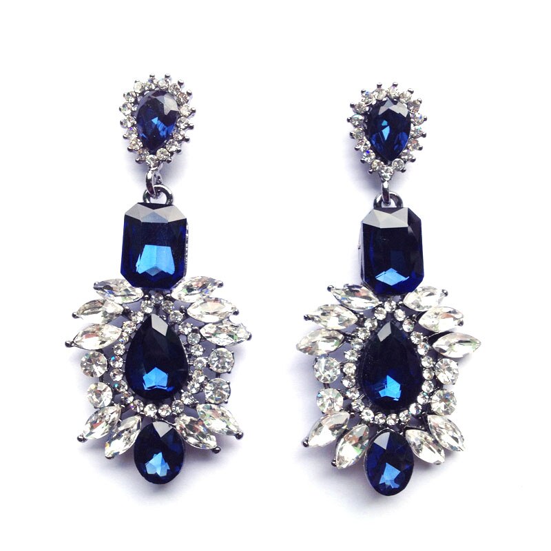 2022 Rhinestone Dangle Earrings High Green Blue Pendant Crystal Earrings Xmas Jewelry For Women: blue