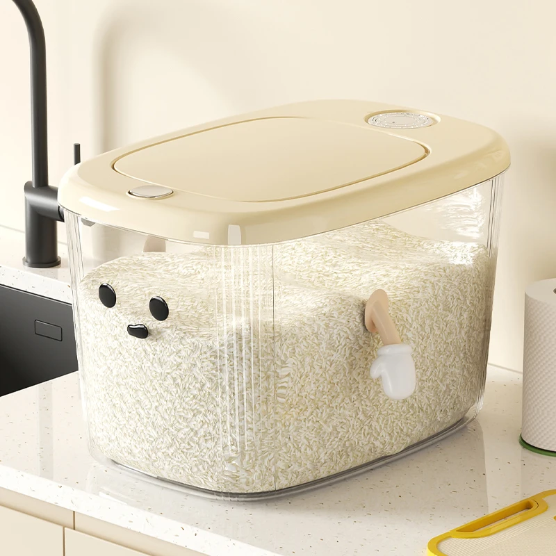 Cubo de arroz de plástico para el hogar, caja de almacenamiento de arroz sellada de gran capacidad, a prueba de insectos, presión de humedad, de alimentaria, DIY