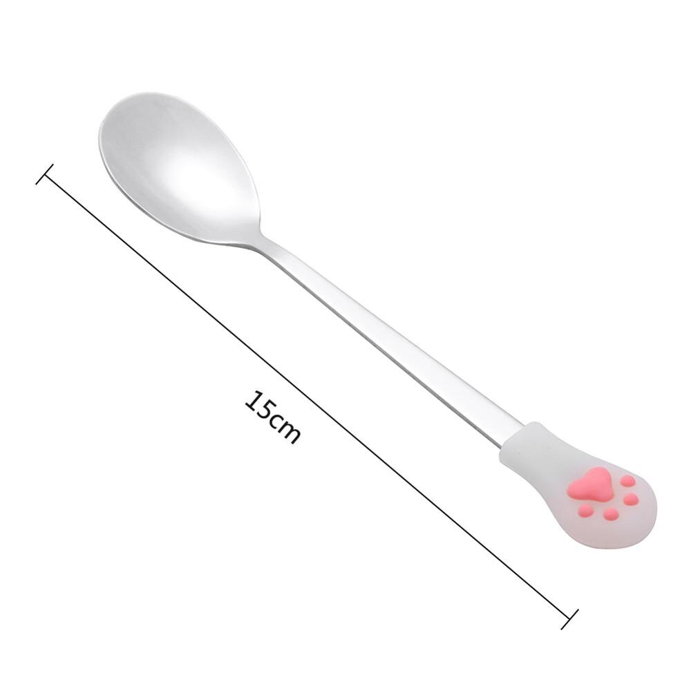 Cute Cat Claw Coffee Spoons Fruit Fork Dessert Spoon Candy Tea Spoon Cat Drink Tableware Kitchen Supplies: White