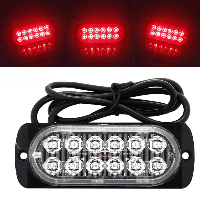 12LED Off-Road Auto Vrachtwagens Veiligheid Dringende Werken Fog Rood Licht 12V-24V 36W Super heldere Led Verlichting Rijden Fog Suv Boot Lamp