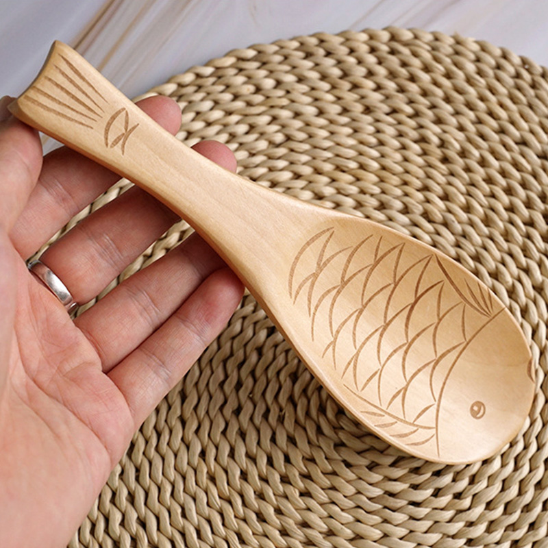 Home Rice Paddle Wood Rice Spoon Kitchen Spatula Non-stick Wooden Rices Serving Spoons Cooking Utensil Kitchen Accessories