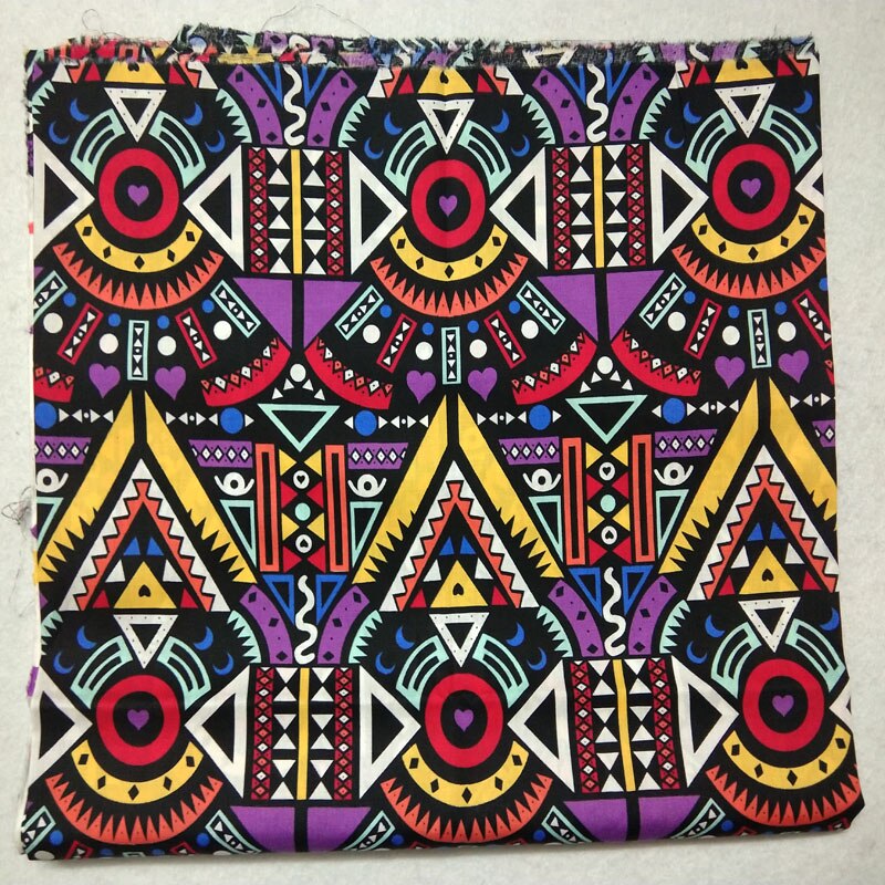Brand Vintage African Style Abstract Totem Printed 100% Cotton Poplin Fabric 50x140cm Africa Fabric Patchwork Cloth Dress Ti: purple