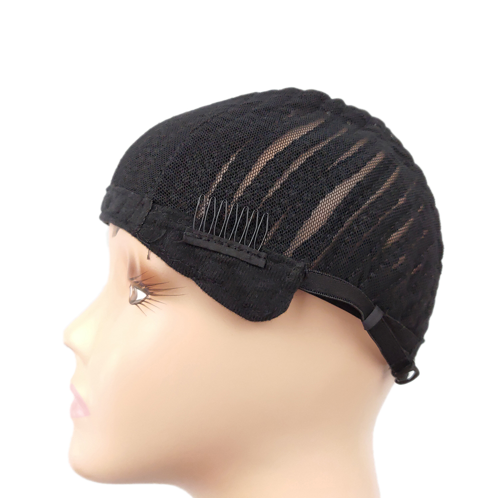 Peluca de trenzas africanas ajustable, 1 tapa de pc, para hacer peluca trenza sintética, correa ajustable, gorro sin pegamento de Color negro, ganchillo