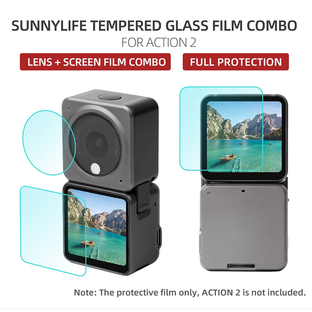 Dji Action 2 Screen 9H Gehard Glas Lens Beschermende Film Protector Cover Case Voor Dji Action 2 Sport Camera accessoires