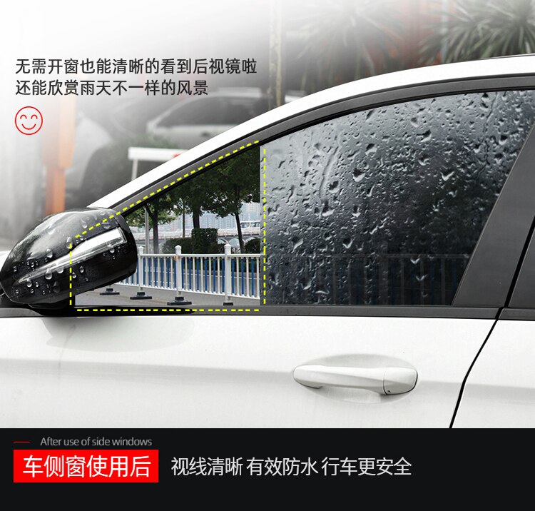 2 stk / sæt bilvindue beskyttende film regntæt bilmærkat anti-tåge membran anti-refleks vandtæt klar film