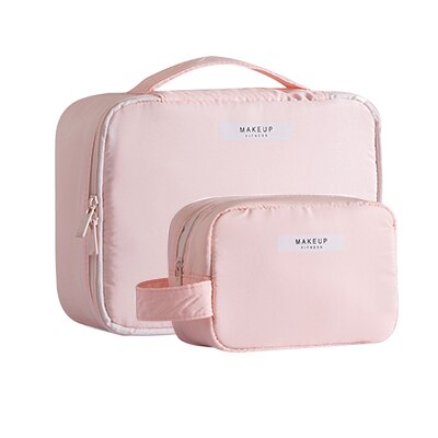 Travel Cosmetic Bag Beautician Make up Bag Quick Makeup Bag Purse Toiletry Bag Organizer Pink Makeup Pouch Waterproof Handbag: Pink2 pcs