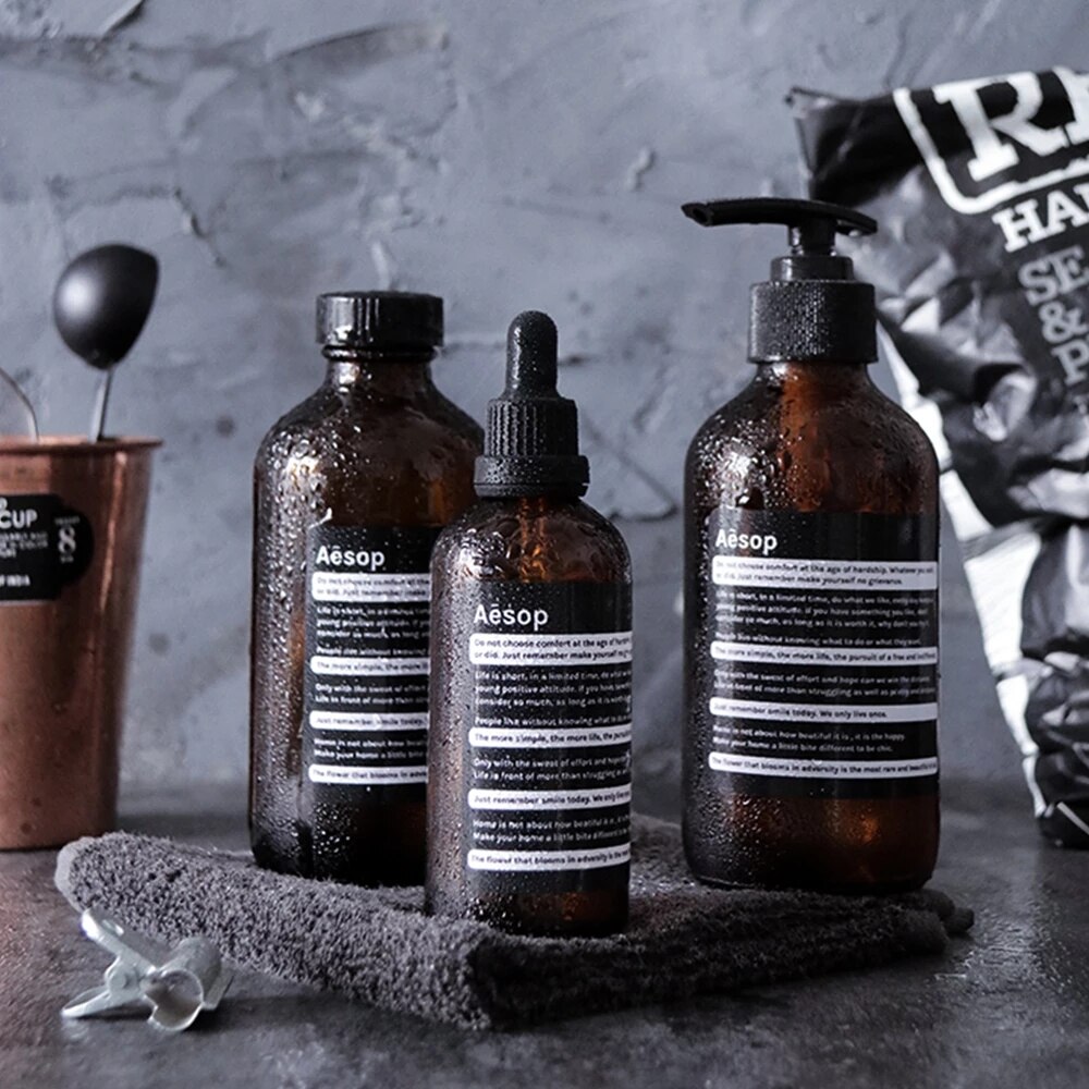 500ML Braune Flasche nordisch Glas Flüssigkeit Seife Spender Shampoo Flasche Für Flasche Dusche Gel Flasche Körper Waschen Haar Klimaanlage Kasten,seifenspender