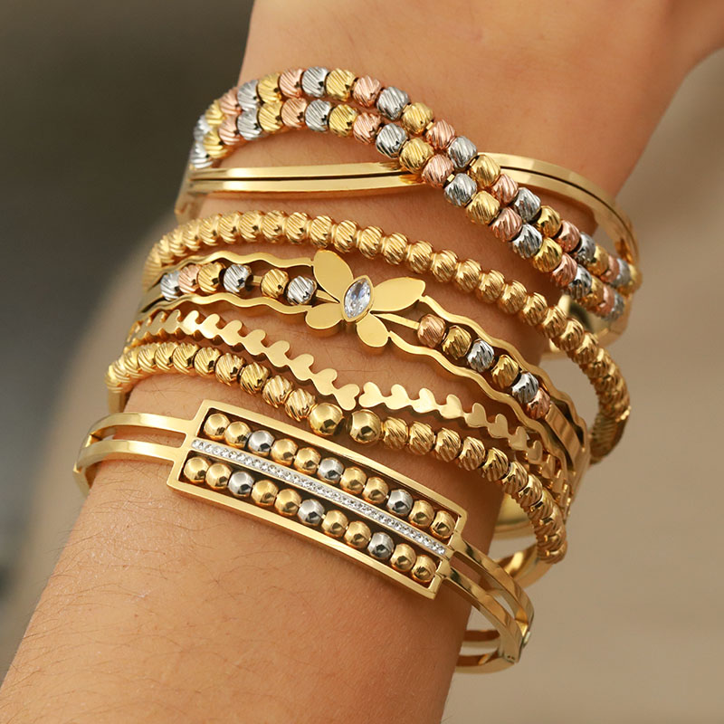 316L roestvrijstalen metalen kralen kruisarmbanden voor dames modemerk sieraden veelkleurige vlinderbloemarmbanden