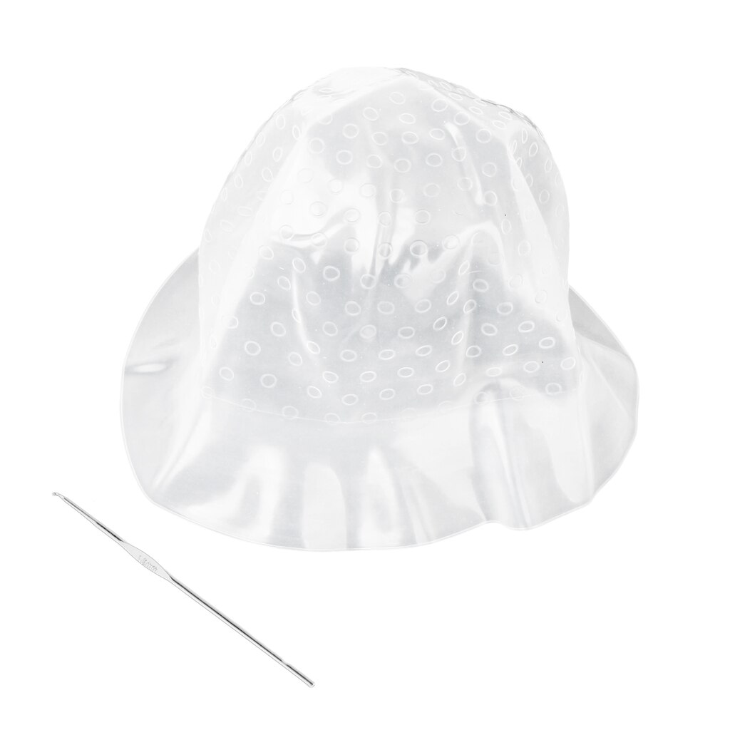 Pro Reusable Silicone Hair Color Highlighting Cap Hat W/ Metal Hook