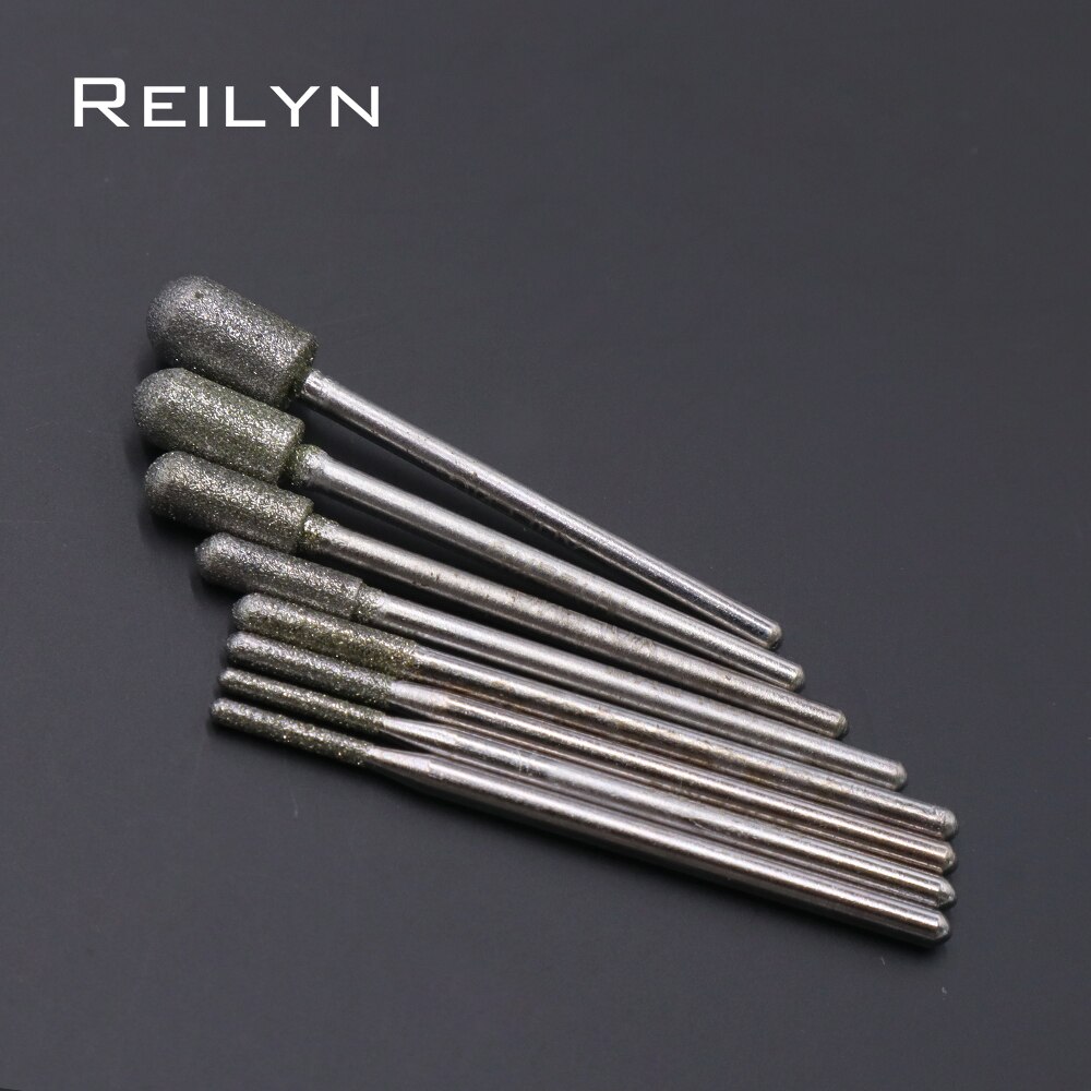 2.35Mm Schacht Grit 150 #10 Stuks Diamant Slijpen Burr Emery Slijpen Punt Diamant Metalen Jade Diamant peeling Bit